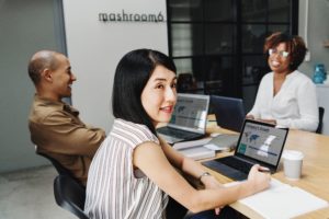 sales team behind computers